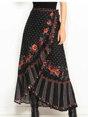 FARM RIO XS Floral Wrap Maxi Skirt Orig $250  Excellent Condition